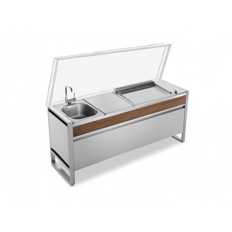 table de cuisson oasi 183c + plancha oasi 60 électrique + evier + mitigeur